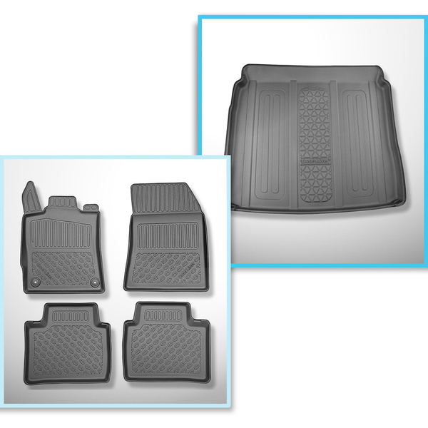 Conjunto de alfombrilla para maletero y alfombrillas para el interior del coche TPE para: Citroen C5 X SUV (05.2022-....) - también para modelos con rieles; anche Plug-in Hybrid
