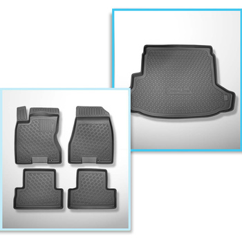 Conjunto de alfombrilla para maletero y alfombrillas para el interior del coche TPE PREMIUM para: Nissan X-Trail II T31 SUV (06.2007-07.2014) - parte superior del maletero