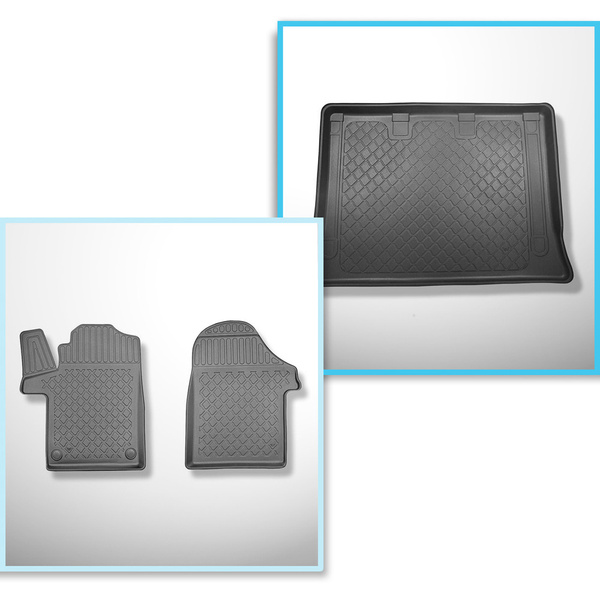 Conjunto de alfombrilla para maletero y alfombrillas para el interior del coche TPE para: Mercedes-Benz Vito W447 Tourer (10.2014-....) - tras la tercera fila de asientos; versión Extra larga (Extra Long) (distancia entre ejes 3430 mm; longitud del vehícu
