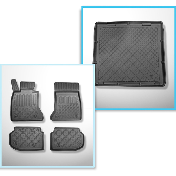 Conjunto de alfombrilla para maletero y alfombrillas para el interior del coche TPE para: BMW 5 F11 Touring (06.2010-2013) - sin X-drive; distanza guide sedili anteriori (parte posteriore) 415 mm