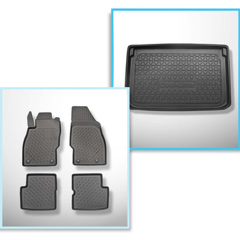 Conjunto de alfombrilla para maletero y alfombrillas para el interior del coche TPE PREMIUM para: Opel Corsa D Hatchback (2006-11.2014) - parte superior del maletero (entrada de carga plana)