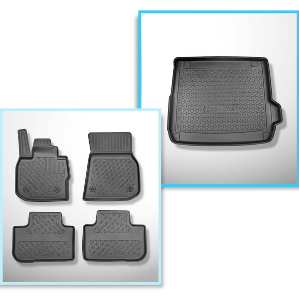 Conjunto de alfombrilla para maletero y alfombrillas para el interior del coche TPE PREMIUM para: BMW X4 G02 SAC (04.2018-....) - también para modelos con carriles de sujeción