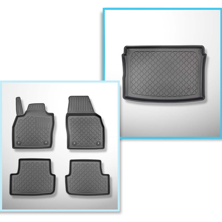 Conjunto de alfombrilla para maletero y alfombrillas para el interior del coche TPE para: Seat Arona Crossover (11.2017-....) - parte superior del maletero; modelos con base móvil del maletero