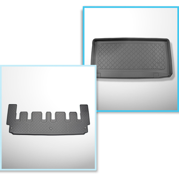 Conjunto de alfombrilla para maletero y alfombrillas para el interior del coche TPE para: Ford Tourneo Custom Furgonetaeta (02.2018-06.2023)