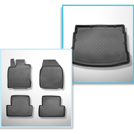 Conjunto de alfombrilla para maletero y alfombrillas para el interior del coche TPE para: Nissan Qashqai I Crossover (02.2007-01.2014)