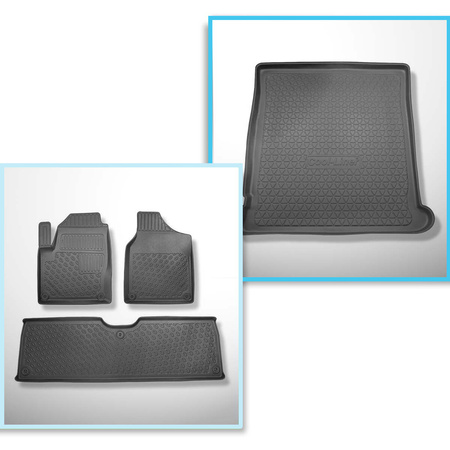 Conjunto de alfombrilla para maletero y alfombrillas para el interior del coche TPE PREMIUM para: Seat Alhambra I Furgoneta (1995-08.2010) - 5/7 plazas; 3a fila de asientos removida