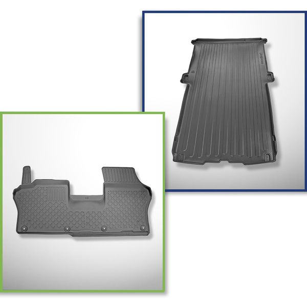 Conjunto de alfombrilla para maletero y alfombrillas para el interior del coche TPE para: Volkswagen ID. Buzz Furgonetaeta (05.2022-....) - 2/3 plazas