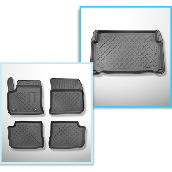 Conjunto de alfombrilla para maletero y alfombrillas para el interior del coche TPE para: Opel Mokka-e SUV (02.2021-....) - maletero inferior; bajo/sin suelo móvil de maletero