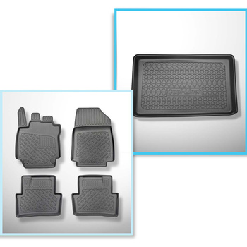 Conjunto de alfombrilla para maletero y alfombrillas para el interior del coche TPE PREMIUM para: Renault Captur I SUV (04.2013-12.2019) - para las partes inferior y superior del maletero