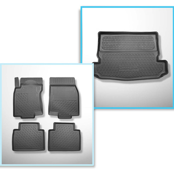 Conjunto de alfombrilla para maletero y alfombrillas para el interior del coche TPE PREMIUM para: Nissan X-Trail III T32 SUV (08.2014-....) - 7 plazas; 3a fila abatible