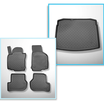 Conjunto de alfombrilla para maletero y alfombrillas para el interior del coche TPE para: Volkswagen Golf V Hatchback (10.2003-2008) - con rueda de repuesto provisional o kit de reparación