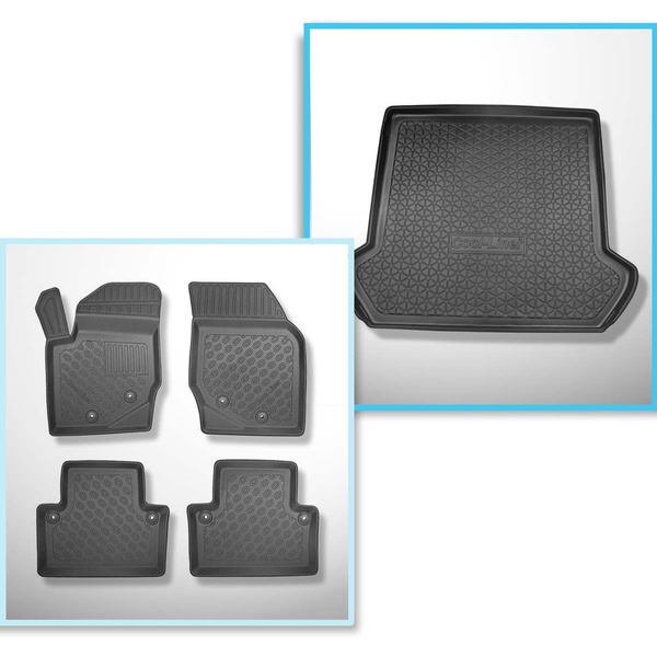 Conjunto de alfombrilla para maletero y alfombrillas para el interior del coche TPE PREMIUM para: Volvo XC90 I SUV (2002-04.2015) - 5/7 plazas; 3a fila de asientos abatible