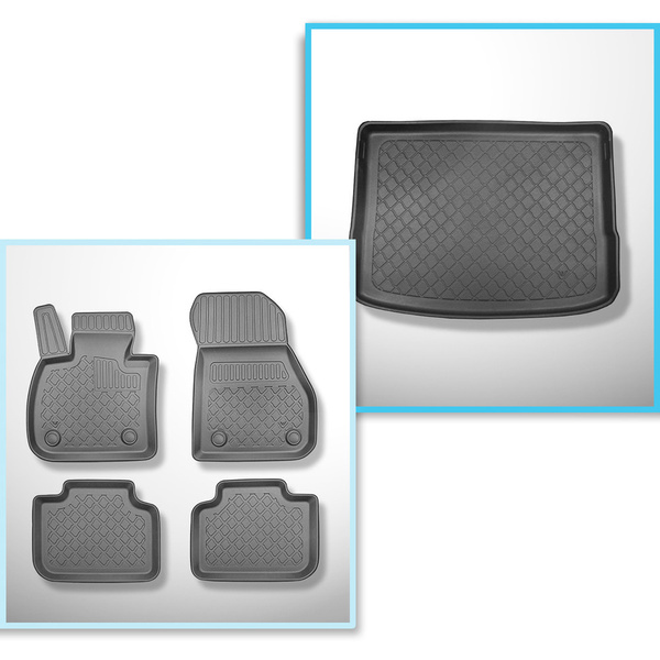 Conjunto de alfombrilla para maletero y alfombrillas para el interior del coche TPE para: BMW 2 U06 Active Tourer (11.2021-....) - banqueta trasera deslizable (delante-detrás)