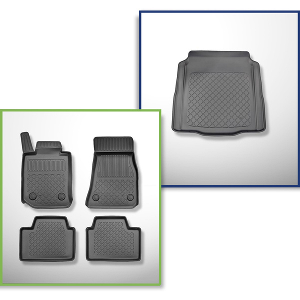 Conjunto de alfombrilla para maletero y alfombrillas para el interior del coche TPE para: BMW 3 G20, M3 G80 Berlina (03.2019-....) - también para versión con sistema xDrive; No compatible con Plug-in Hybrid