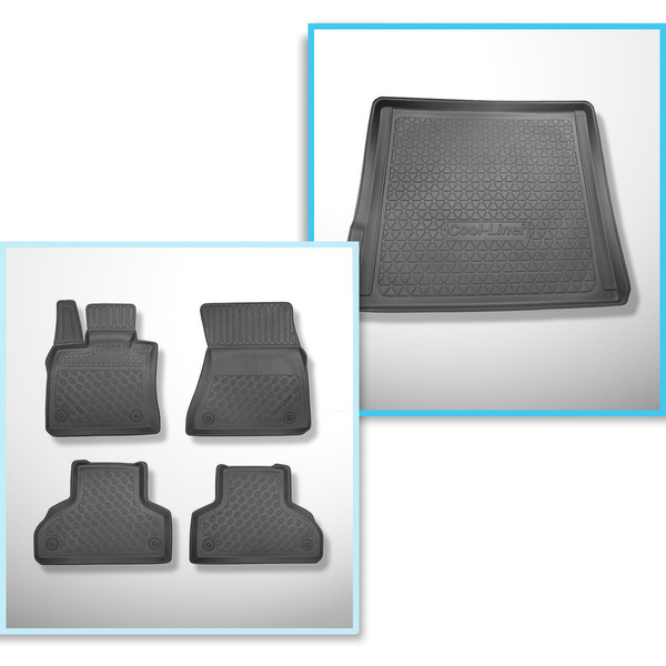 Conjunto de alfombrilla para maletero y alfombrillas para el interior del coche TPE para: BMW X5 F15 SAV (10.2013-10.2018) - 5 o 7 plazas; sin tercera fila