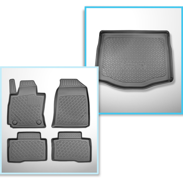 Conjunto de alfombrilla para maletero y alfombrillas para el interior del coche TPE para: SsangYong Tivoli Grand SUV (06.2021-....) - maletero superior; suelo móvil en la posición superior
