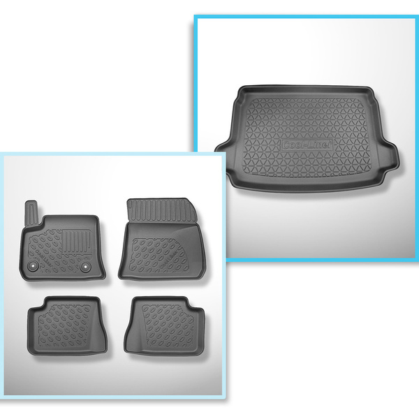 Conjunto de alfombrilla para maletero y alfombrillas para el interior del coche TPE para: Fiat 600e Hatchback (09.2023-....) - maletero superior; suelo móvil en la posición superior