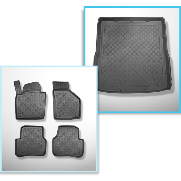 Conjunto de alfombrilla para maletero y alfombrillas para el interior del coche TPE para: Volkswagen Passat B7 Variant (10.2010-11.2014)