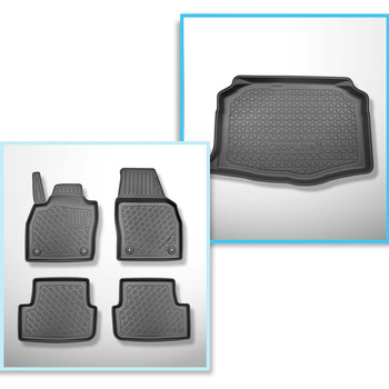 Conjunto de alfombrilla para maletero y alfombrillas para el interior del coche TPE PREMIUM para: Seat Ibiza V 6F Hatchback (06.2017-....) - parte inferior del maletero; modelos sin base móvil en el maletero