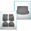 Conjunto de alfombrilla para maletero y alfombrillas para el interior del coche TPE para: Nissan X-Trail III T32 SUV (09.2017-12.2021) - 5 plazas; maletero superior (para suelo móvil); sin tercera fila