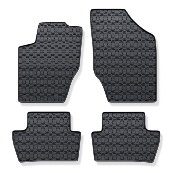 Alfombrillas de goma adecuadas para Peugeot 307 II Break, Hatchback, Cabrio, Berlina, SW (2005-2012) - alfombras para coche - negro - 4 unidades