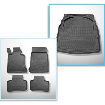 Conjunto de alfombrilla para maletero y alfombrillas para el interior del coche TPE PREMIUM para: Mercedes-Benz Classe E W212 Berlina (03.2009-03.2016) - sin compartimentos; superficie plana