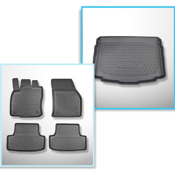 Conjunto de alfombrilla para maletero y alfombrillas para el interior del coche TPE PREMIUM para: Volkswagen T-Roc SUV (12.2017-....) - maletero inferior; piso móvil en la posición más baja