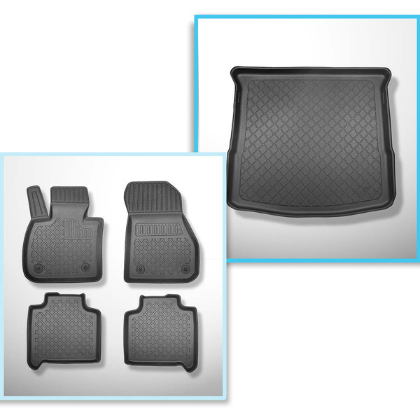Conjunto de alfombrilla para maletero y alfombrillas para el interior del coche TPE para: BMW 2 F46 Gran Tourer (03.2015-2021) - 5 o 7 plazas; sin tercera fila