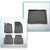 Conjunto de alfombrilla para maletero y alfombrillas para el interior del coche TPE para: Opel Crossland X SUV (06.2017-2021) - parte inferior del maletero preparada con base móvil; bajo / sin base móvil del depósito Flex Floor)