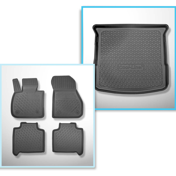 Conjunto de alfombrilla para maletero y alfombrillas para el interior del coche TPE PREMIUM para: BMW 2 F46 Gran Tourer (03.2015-2021) - 5 o 7 plazas; sin tercera fila