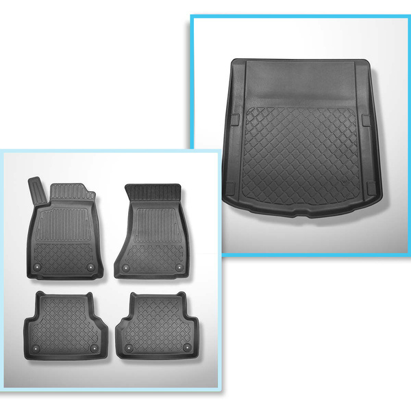 Conjunto de alfombrilla para maletero y alfombrillas para el interior del coche TPE para: Audi A5 B9 Sportback (10.2016-2024) - No compatible con g-tron
