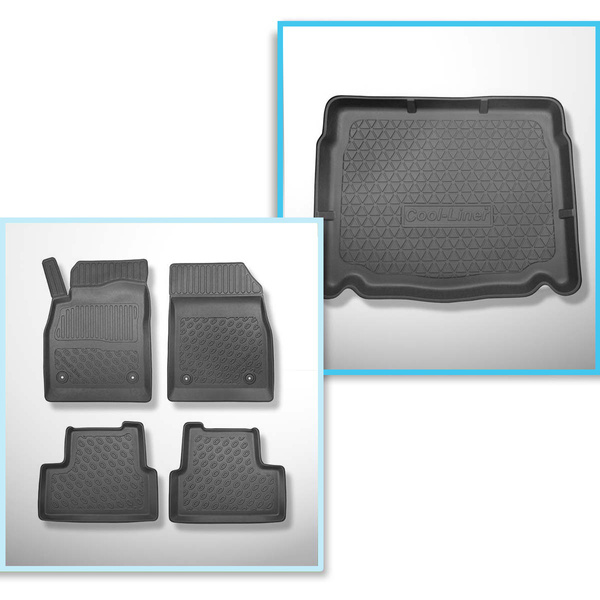 Conjunto de alfombrilla para maletero y alfombrillas para el interior del coche TPE PREMIUM para: Opel Astra J Hatchback (10.2009-10.2015) - parte inferior del maletero