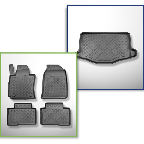 Conjunto de alfombrilla para maletero y alfombrillas para el interior del coche TPE para: Ssangyong Tivoli X150 SUV (01.2020-12.2021) - maletero superior (con suelo multifuncional); compartimentos desmontables