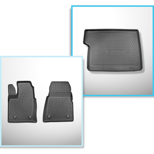 Conjunto de alfombrilla para maletero y alfombrillas para el interior del coche TPE para: Ford Tourneo Custom Furgonetaeta (02.2018-06.2023)