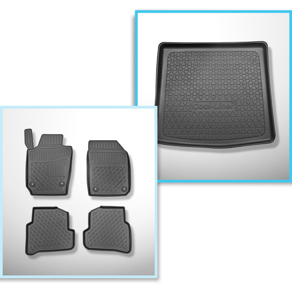 Conjunto de alfombrilla para maletero y alfombrillas para el interior del coche TPE para: Skoda Fabia III NJ Familiar (01.2015-2023) - maletero superior (con suelo multifuncional)