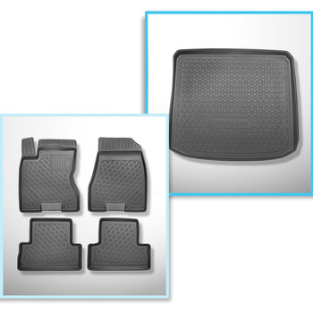 Conjunto de alfombrilla para maletero y alfombrillas para el interior del coche TPE PREMIUM para: Nissan X-Trail II T31 SUV (06.2007-07.2014) - parte inferior del maletero