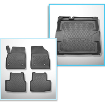 Conjunto de alfombrilla para maletero y alfombrillas para el interior del coche TPE PREMIUM para: Opel Astra K Hatchback (11.2015-....) - parte inferior del maletero; sin rueda de repuesto completa