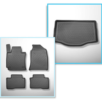 Conjunto de alfombrilla para maletero y alfombrillas para el interior del coche TPE PREMIUM para: Ssangyong Tivoli SUV (03.2015-2018) - parte superior del maletero (con base multifuncional)