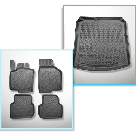 Conjunto de alfombrilla para maletero y alfombrillas para el interior del coche TPE PREMIUM para: Volkswagen Jetta NCS Berlina (01.2011-01.2018) - sin compartimento izquierdo ni derecho