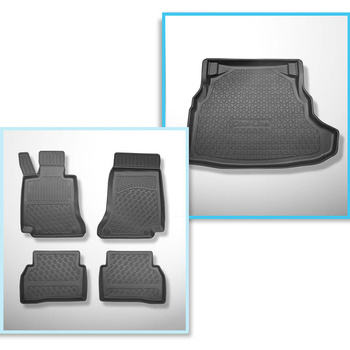 Conjunto de alfombrilla para maletero y alfombrillas para el interior del coche TPE PREMIUM para: Mercedes-Benz Classe C W205 Berlina (03.2014-11.2020) - asientos traseros no reclinables (no abatibles)