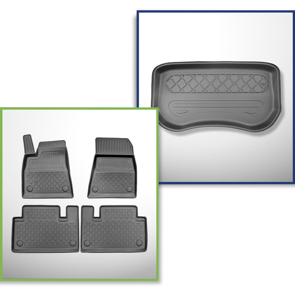 Conjunto de alfombrilla para maletero y alfombrillas para el interior del coche TPE para: Tesla Model 3 Berlina (2020-....) - maletero delantero; tracción a 2 y 4 ruedas