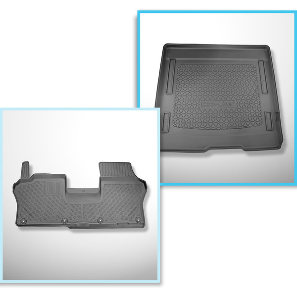 Conjunto de alfombrilla para maletero y alfombrillas para el interior del coche TPE para: Volkswagen ID. Buzz Furgonetaeta (05.2022-....) - 5 plazas; separación corta de eje; también con panel Multi-flex