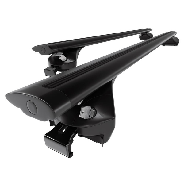 Portaequipajes de techo adecuadas para DS 7 Crossback (2018-....) - baca negra para coche - barras para techo de coche - railing integrado - aluminio