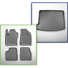 Conjunto de alfombrilla para maletero y alfombrillas para el interior del coche TPE para: Jeep Compass II MP 4xe Plug-in Hybrid SUV (07.2020-....) - maletero superior; suelo móvil en la posición superior