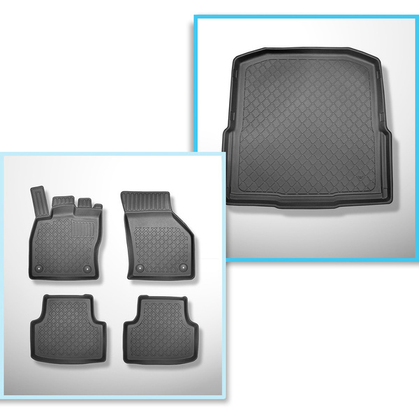 Conjunto de alfombrilla para maletero y alfombrillas para el interior del coche TPE para: Skoda Octavia III 5E Familiar (05.2013-05.2020) - maletero inferior (sin suelo multifuncional)