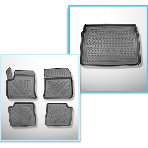 Conjunto de alfombrilla para maletero y alfombrillas para el interior del coche TPE para: Citroen E-C4 III Hatchback (12.2020-2024) - maletero superior; suelo móvil en la posición superior