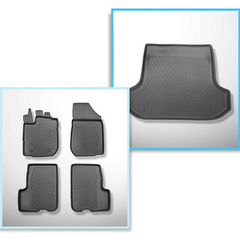 Conjunto de alfombrilla para maletero y alfombrillas para el interior del coche TPE PREMIUM para: Dacia Logan II Monovolumen (09.2013-12.2020) - 5 plazas