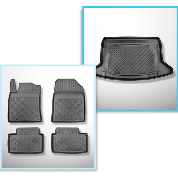 Conjunto de alfombrilla para maletero y alfombrillas para el interior del coche TPE para: Kia Ceed III CD Hatchback (06.2018-....) - parte inferior del maletero; sin base a dos niveles en el maletero