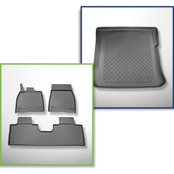 Conjunto de alfombrilla para maletero y alfombrillas para el interior del coche TPE para: Mercedes-Benz EQS X296 SUV (12.2022-....) - 5 plazas