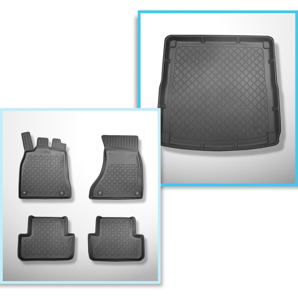 Conjunto de alfombrilla para maletero y alfombrillas para el interior del coche TPE para: Audi A4 B8 Avant (04.2008-10.2015) - también para versión Quattro